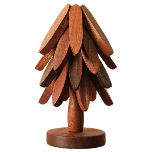 (B, walnut) Hot Dish Coaster with Tree-shaped innovative Tree Shape Trivet Set for Elegant Table Setting
