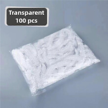 (White) 100Pcs Disposable Shower Bonnet Bath Elastic Cap Waterproof Woman Head Hair Cover Dye Bathing Sauna Hat Plastic
