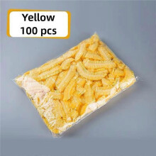 (Yellow) 100Pcs Disposable Shower Bonnet Bath Elastic Cap Waterproof Woman Head Hair Cover Dye Bathing Sauna Hat Plastic