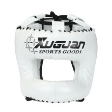 Boxing Headgear Face Shield Ventilated Adjustable Padded Head Protection Sparring Taekwondo MMA Training White Size S