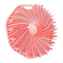 (Pink) Bath Brcomh Soft Silicone Body Scrubber With Ergonomic Handle Portable Shower Massage Cleaning Exfoliating Home Tool