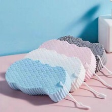 (White) Soft Exfoliating Shower Sponge Shower Brcomh Body Skin Remover Exfoliator 3D Magic Sponge Children's Bath Sponge Massager 1PC