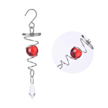 (A4, Red) Nordic Style Stainless Steel Wind Chime With Gazing Ball, Rotating Spiral Tail, Longevity Symbol, Outdoor Patio Decor-Yvan