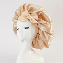 (Khaki) Sleeping Hat Women Satin Solid Night Sleep Cap Hair Care Bonnet Nightcap For Women Men Unisex Cap Bonnet De Nuit Shower Turban