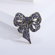 (Blue1354) Luxury Rhinestone Bow Brooches for Women Unisex Knot Pins Event Party New Vintage Gifts Backpack Decoration Clothes Accessories