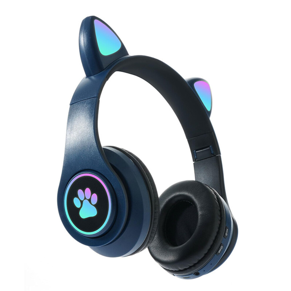 Wireless Overear Headphones With Microphone Tf Card Mode Foldable Cat Ear Headphones Green 9001264078829