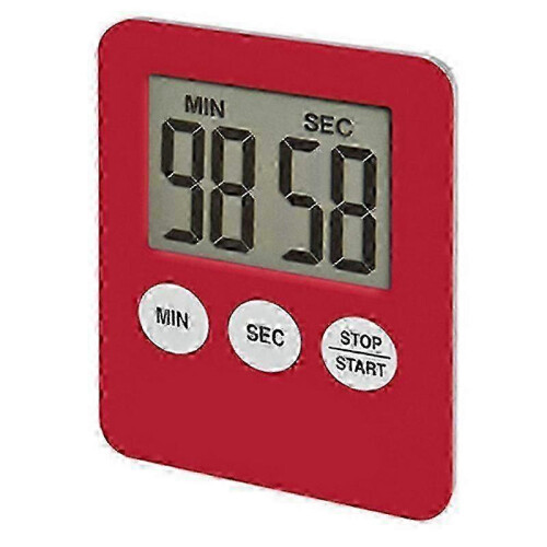 (red) 5 Colors Thin LCD Digital Screen Kitchen Timer Square Cooking Count Up Countdown Alarm Magnet Clock 25-26