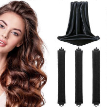 (black) Heatless Hair Curler 27cm Sleep-friendly Heatless Curling Wand 3.5 Diameter Large Wave Curling Wand