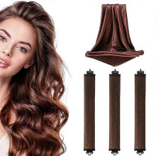 (coffee) Heatless Hair Curler 27cm Sleep-friendly Heatless Curling Wand 3.5 Diameter Large Wave Curling Wand