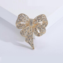 (Golden1354) Luxury Rhinestone Bow Brooches for Women Unisex Knot Pins Event Party New Vintage Gifts Backpack Decoration Clothes Accessories