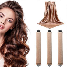 (khaki) Heatless Hair Curler 27cm Sleep-friendly Heatless Curling Wand 3.5 Diameter Large Wave Curling Wand