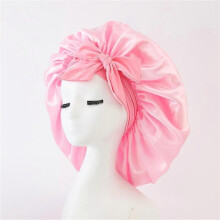 (Pink) Sleeping Hat Women Satin Solid Night Sleep Cap Hair Care Bonnet Nightcap For Women Men Unisex Cap Bonnet De Nuit Shower Turban