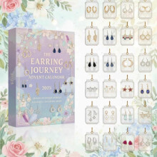 (A) 2025 Earring Journey Advent Calendar 2D Earrings 24-Day Countdown Blind Box New Year Christmas Gift for Friends-B