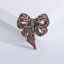 (Red1354) Luxury Rhinestone Bow Brooches for Women Unisex Knot Pins Event Party New Vintage Gifts Backpack Decoration Clothes Accessories