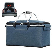 Insulated Picnic Basket 26L Large Capacity Foldable Cooler Bag for Camping Beach and Grocery