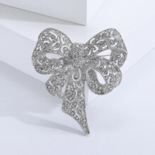 (White1354) Luxury Rhinestone Bow Brooches for Women Unisex Knot Pins Event Party New Vintage Gifts Backpack Decoration Clothes Accessories