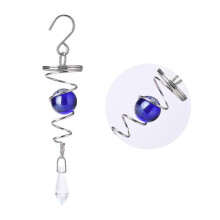 (A3, Blue) Nordic Style Stainless Steel Wind Chime With Gazing Ball, Rotating Spiral Tail, Longevity Symbol, Outdoor Patio Decor-Yvan