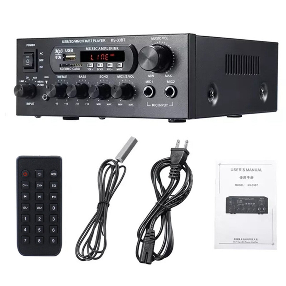 1200W 220V Bluetooth Amplificador Hifi Digital Amplifier 33Bt Stereo Led Audio Aux Fm Radio Eu Plug 4852940183338