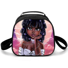 African girls' lunch bag, student picnic bag, single-sided round insulated bag