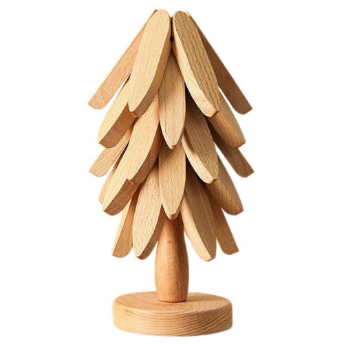(C, Log color) Hot Dish Coaster with Tree-shaped innovative Tree Shape Trivet Set for Elegant Table Setting