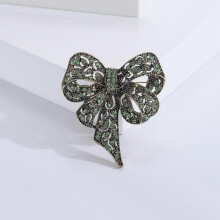 (Green1354) Luxury Rhinestone Bow Brooches for Women Unisex Knot Pins Event Party New Vintage Gifts Backpack Decoration Clothes Accessories