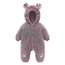 (66, D) Newborn Infant Baby Cute Bear Ear Warm Fleece Snowsuit Winter Thick Hooded Romper Long Sleeve Coats Warm Outwear Jumpsuit Bodysuits