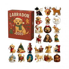 2025 Labrador Advent Calendar 24pcs 2D acrylic holiday cute dog ornaments Christmas tree 2D flat Dog pendants Christmas gift