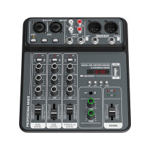 USB Sound Mixer 4-channel Mixing Console Built-in 48V Power