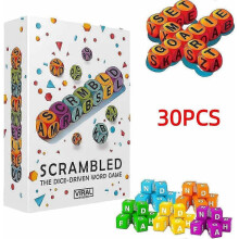 (30 Dice) Scrambled Dice Word Game - Family Party Spelling Challenge Fast-Paced Board Game for 1-5 Players