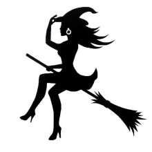 (Black) Funny Broom Witch Reflective Car Vehicle Body Window Bumper Decals Sticker Decor