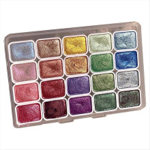 Aquarell-Malset mit 20 Farben, Metallic-Glitzer-Aquarellfarbe, fester Kasten (1 ml-A)