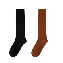 ((Calf socks) Black * Mocha) Figure Skating Socks Light Colored Opaque Knee-high Skating Socks Skating Nylon Socks Tw