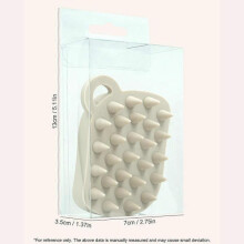 (GJ259-Beige-Box) Square Full Silicone Scalp Massage Shampoo Brcomh Soft Massage Bath Comb Exfoliator Easy Foaming Cleaning Care Salon Hair Tool