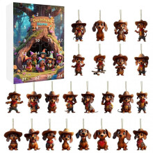 (A) Dachshunds Advent Calendar Pendant Ornament 24 Days Christmas Countdown Calendar Xmas Tree Hanging Pendant Xmas Gift-B