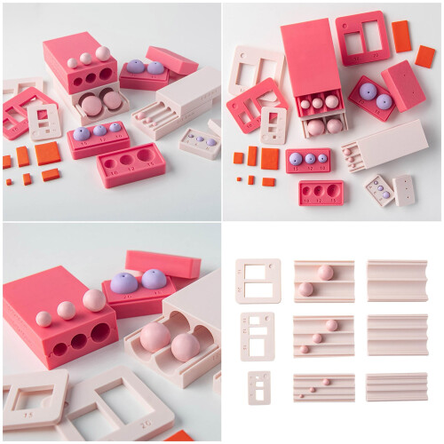 Dense Oven Bake Clay Sphere Press Cast Set-Red 4x6x8mm 1