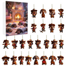 (B) Dachshunds Advent Calendar Pendant Ornament 24 Days Christmas Countdown Calendar Xmas Tree Hanging Pendant Xmas Gift-B