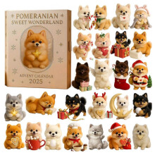 Pomeranian Sweet Wonderland Christmas Advent Calendar 2025 w/24 2D Acrylic 24 Day Countdown Calendar for Xmas Gift