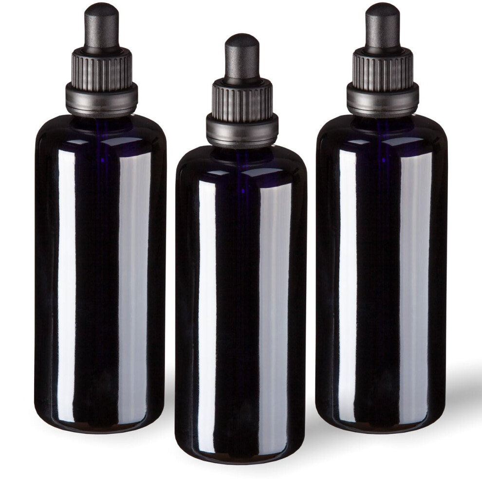 MIRON Orion 3 x 100 ml Dropper Bottle with Pipette, Violet Glass