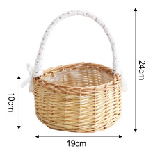 Coș de flori țesut manual cu coș cadou gol Coș decorativ interior din salcie și ratan cu dantelă și margini cu mini flori pentru petreceri de