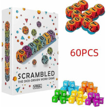 (60 Dice) Scrambled Dice Word Game - Family Party Spelling Challenge Fast-Paced Board Game for 1-5 Players