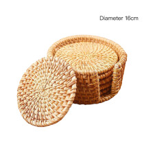 Natural Bamboo Coasters Set Rustic Rattan Coasters Set Round Woven Heat Resistant Mats For Kitchen Tableware Insulated Drink Coasters Natural Water Hy