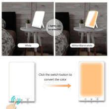 Lâmpada de fototerapia SAD LED Happy Mood com ajuste de intensidade por toque, livre de UV, função timer, ideal para casa e viagens.