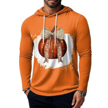 (XXXL, D) Halloween Themed Men'S Hooded Sweatshirt T-Shirt Top Pumpkin Bow Decoration Ink Print Halloween Wear Top