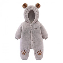 (66, E) Newborn Infant Baby Cute Bear Ear Warm Fleece Snowsuit Winter Thick Hooded Romper Long Sleeve Coats Warm Outwear Jumpsuit Bodysuits