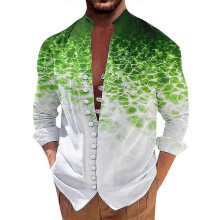 (5XL, SJTTTA088) Men Printed Flower Shirts Harajuku Top Casual Long Sleeve Single Breasted Standing Collar Shirt Homme Camisas Masculin