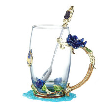 Schmetterlingsbecher, Emaille-Kristall mit rotem Rosenmotiv, perfektes Geschenk für besondere Anlässe, umweltfreundliches, robustes Glas, gesunde