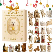 2025 Samoyed Sweety Dreams Christmas Advent Calendar 2D Cute Samoed Christmas Ornaments Christmas Countdown Calendar