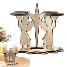 (A) Christmas Gold Wooden Seasonal Decoration Dining Candle Holder For Indoor Outdoor Party Holiday Dining Room-B