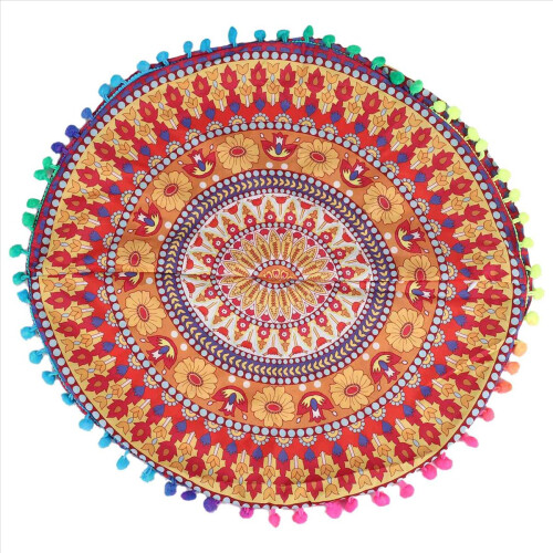 Ινδικά μαξιλάρια δαπέδου Mandala, στρογγυλά μαξιλαράκια μποέμ, θήκη 13 τεμαχίων