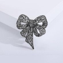 (Silvery1354) Luxury Rhinestone Bow Brooches for Women Unisex Knot Pins Event Party New Vintage Gifts Backpack Decoration Clothes Accessories